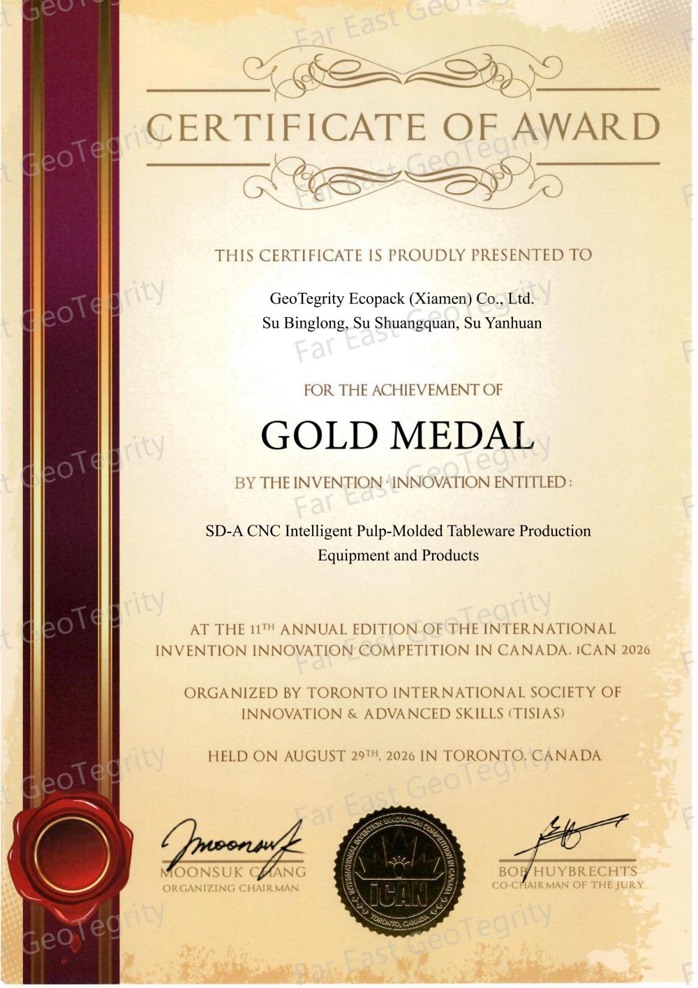 Far East GeoTegrity SD-A Pulp Molding Tableware Machine Gold Medal